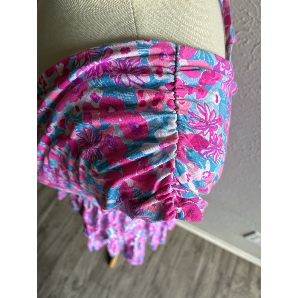 Lilly Pulitzer Floral Tiered Dress Pink Blue Open Back Women's  Sz M - Picture 11 of 16